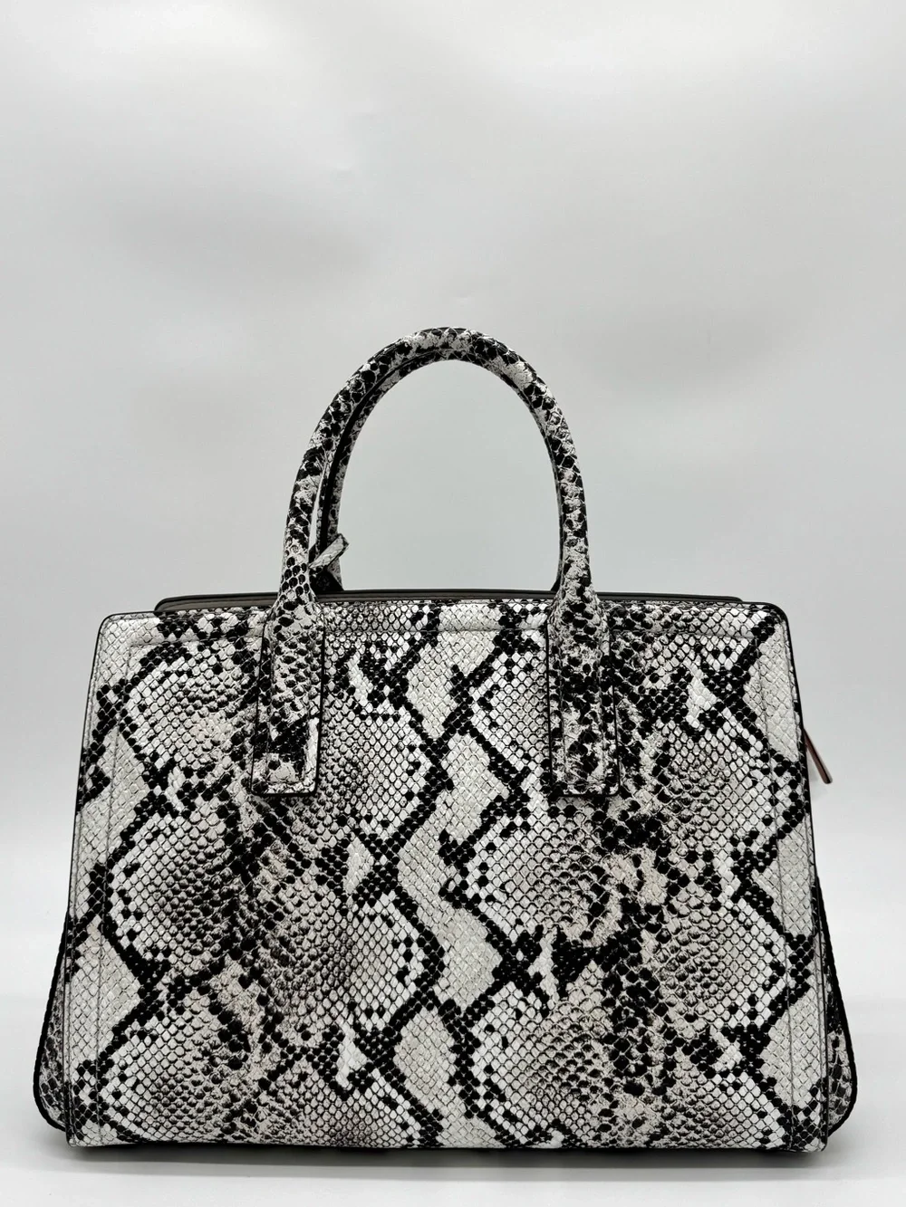 Michael Kors Laila Medium Snakeskin Leather Satchel Bag - Aluminum